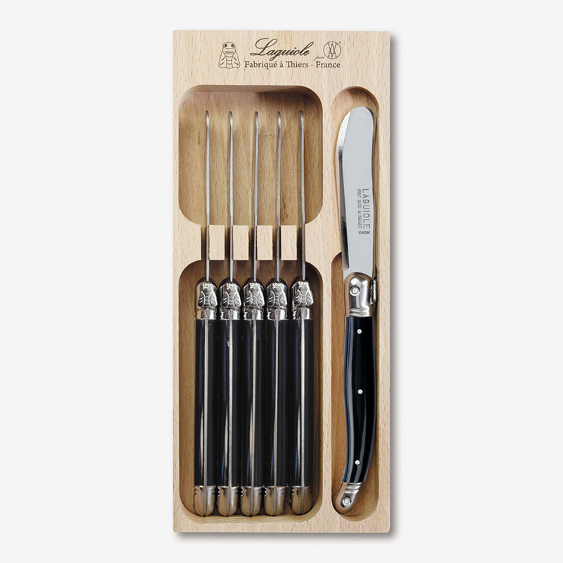 Set of 6 Butter Knives in Tray, Black-0