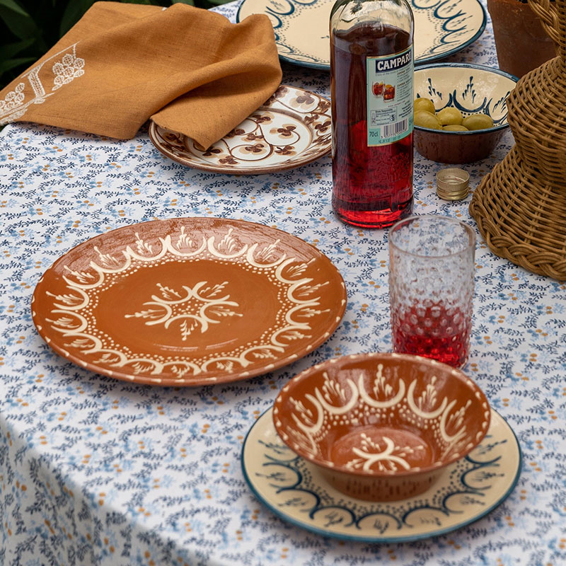 Little Flowers Tablecloth, D228cm, Blue-3