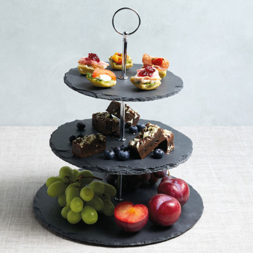 3 tier serving stand, 28.5 x 34.5cm, slate-2