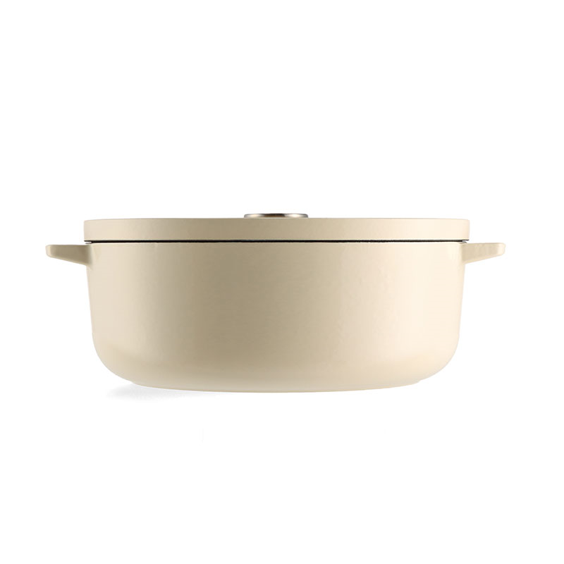 Cast Iron Oval Non-stick Casserole Dish with Lid, 30cm, Almond Cream-1