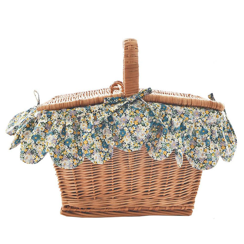 Libby Rectangle Picnic Basket, Blue-0