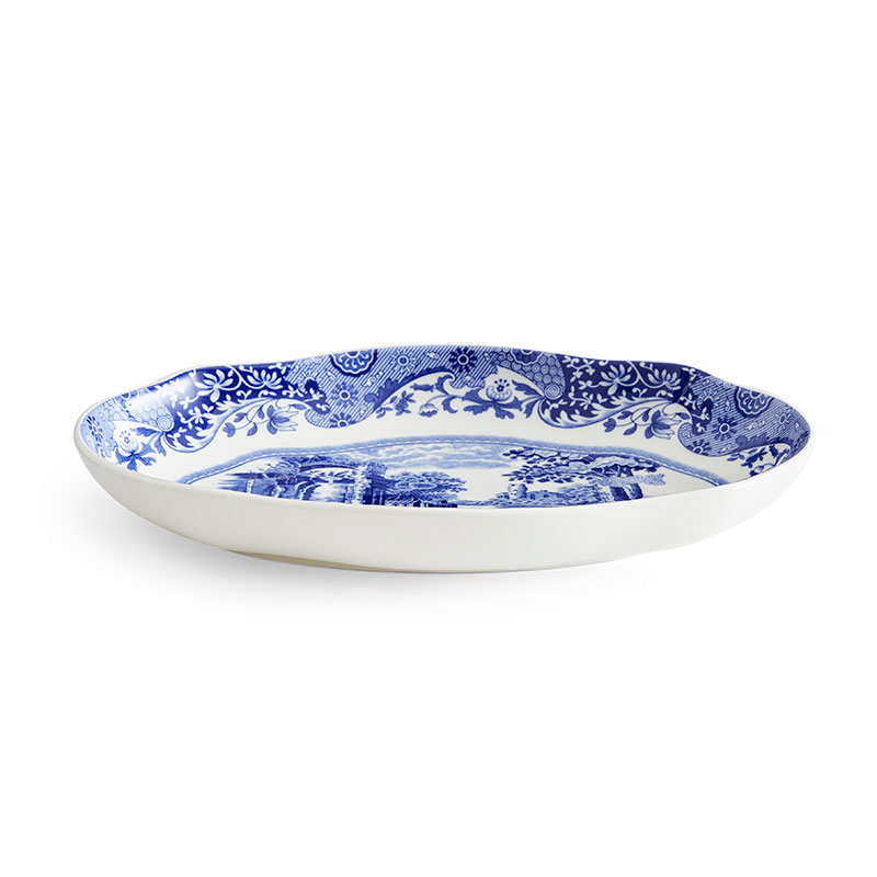 Blue Italian Oval Fluted Dish, L14 x W21.5cm, Blue-2