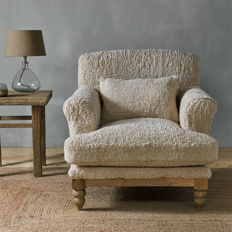 Otas Teddy Cotton Armchair, Off White-1