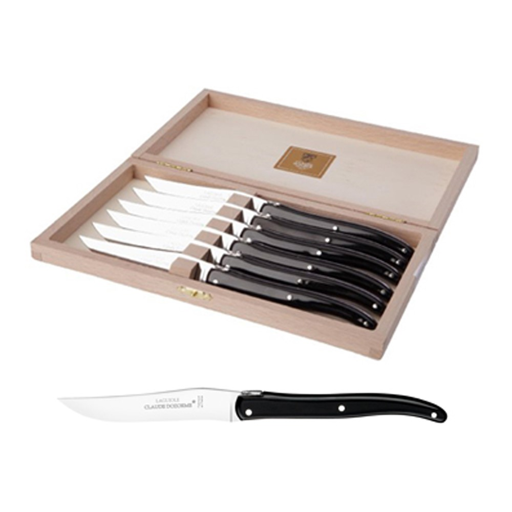 Laguiole Set of 6 steak knives, Black-0