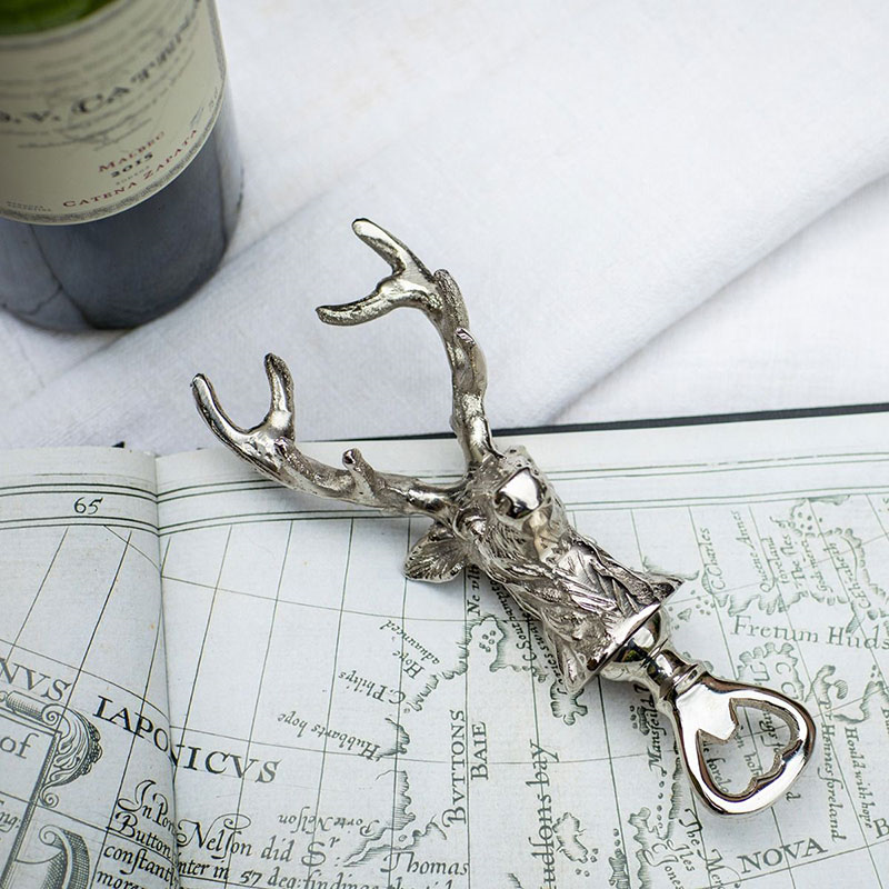 Stag Bottle Opener, L16 x W7 x D5cm, Silver-3