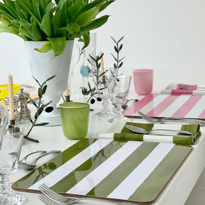 Stripe Rectangle Placemat, 38 x 29 cm, Powder Blue-0