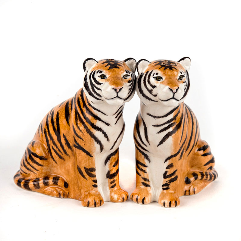 Tiger Salt & Pepper Shakers, H9cm, Orange-0