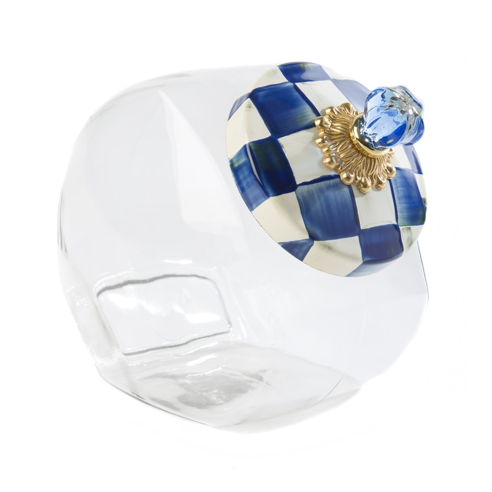 Royal Check Cookie jar, H20 x W15cm, Blue & White-0