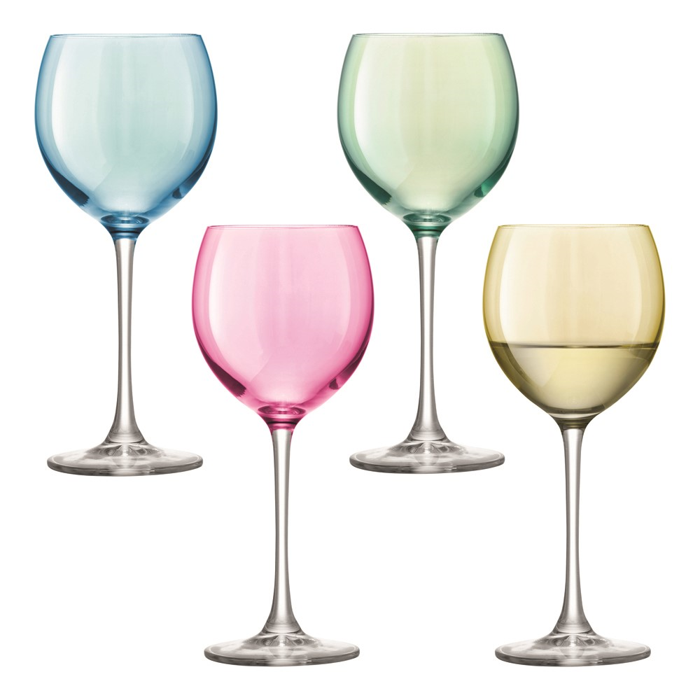 Polka Set of 4 wine glasses, 400ml, assorted pastels-0