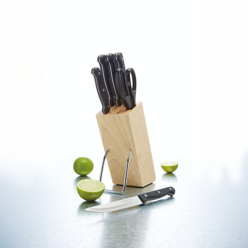 Wooden Six Piece Knife Block Set, Black-0