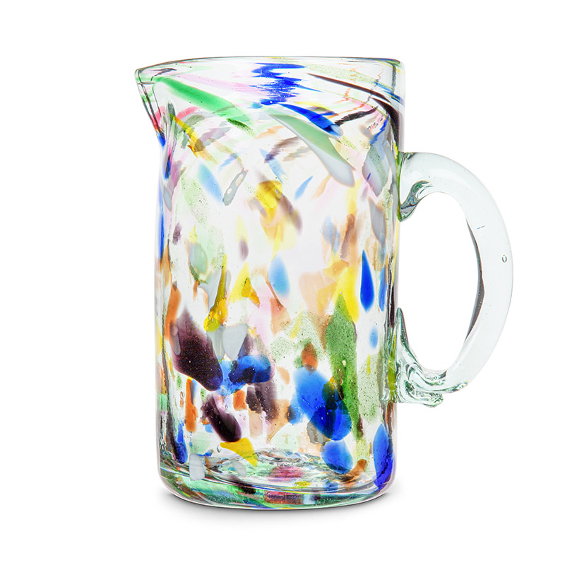 Terrazzo Hand Made Glass Jug/Pitcher, 1L, Multicolour-1