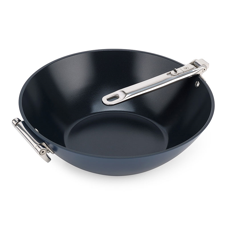 Space Folding Ceramic Non-Stick Wok, 32cm, Midnight Blue-4