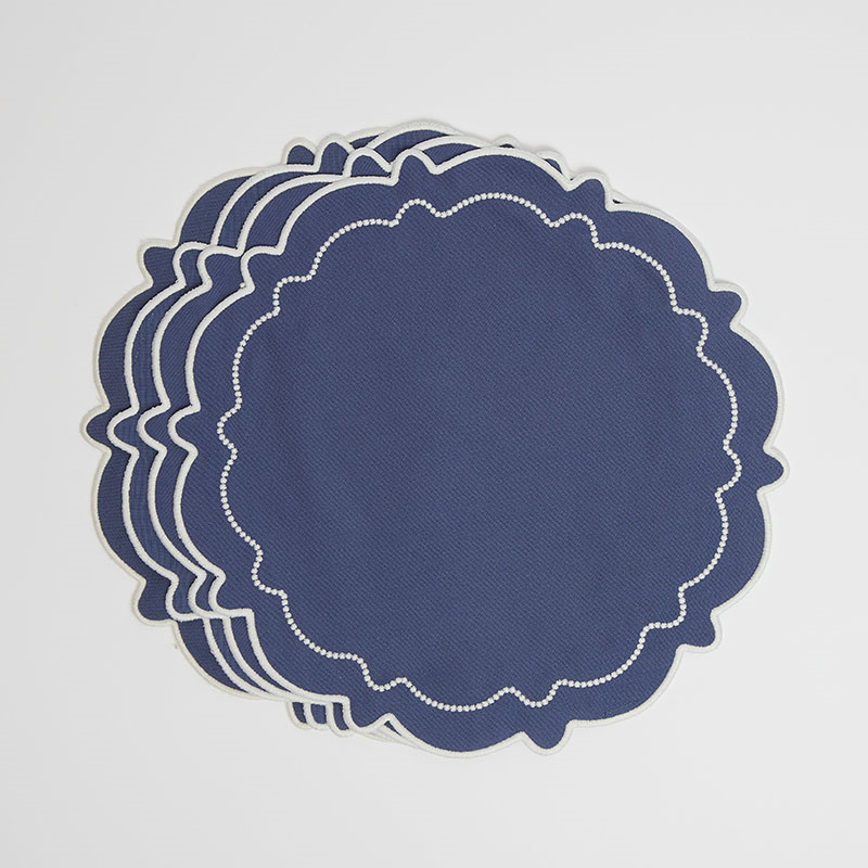 Abigail Set of 4 Placemat, D40cm, Blue-0