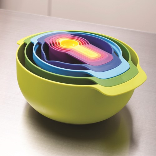 Nest Plus 9 piece stacking bowl and measuring set, Multi-Coloured-4