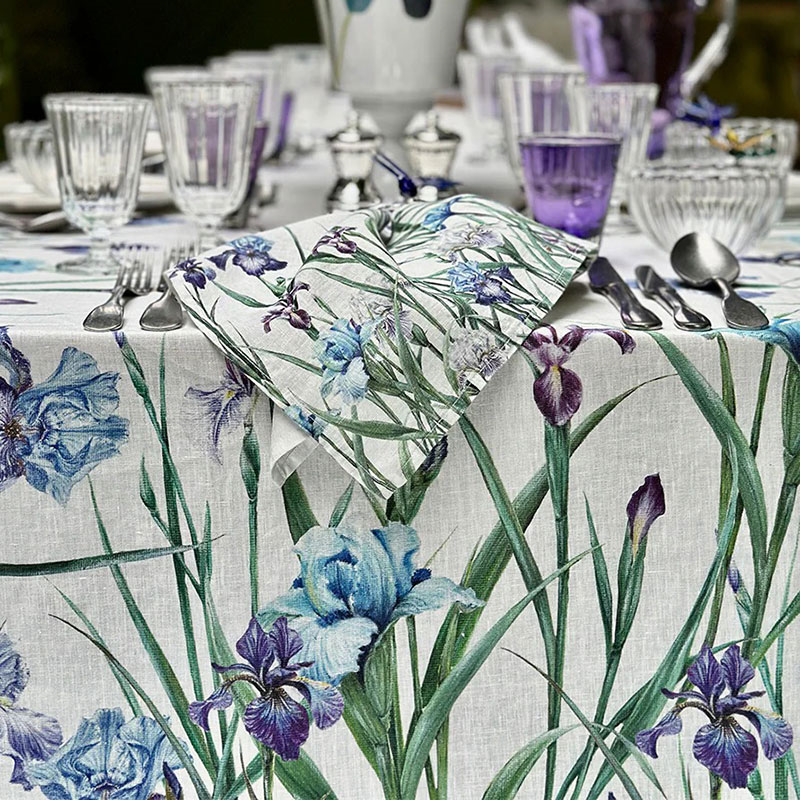 Iris Linen Tablecloth, 165 x 300cm, Purple-3