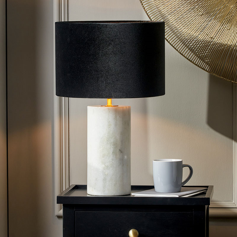 Kiorini Table Lamp Base, H35cm, White Marble-0