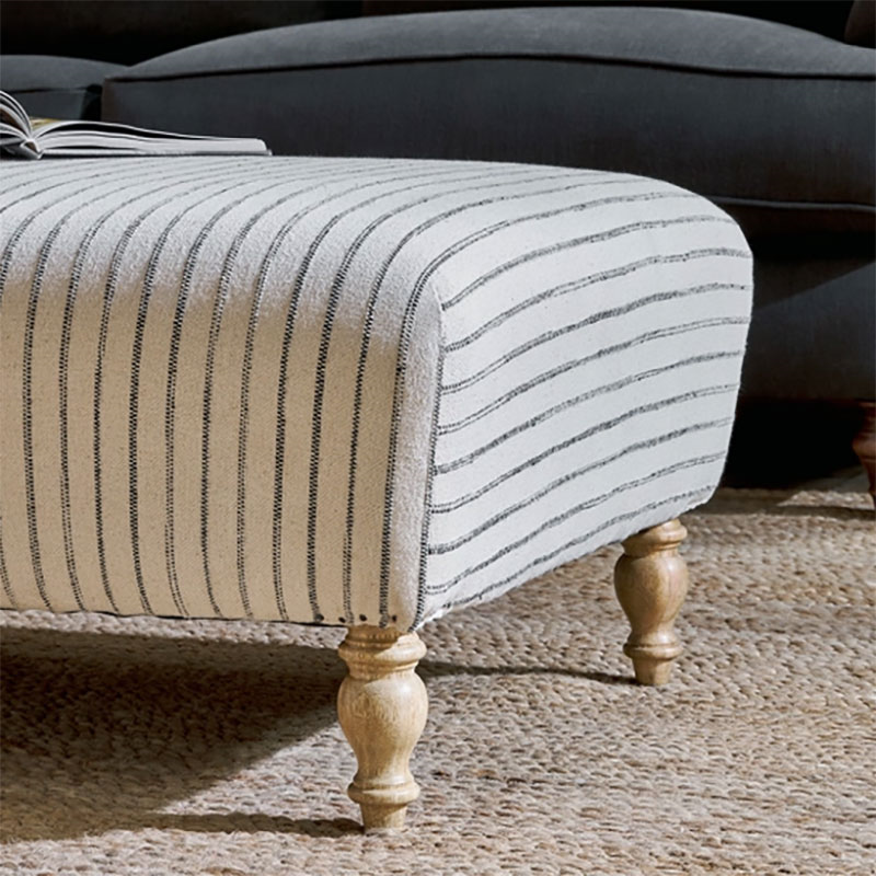 Sanja Stripe Upholstered Ottoman, Off White-2