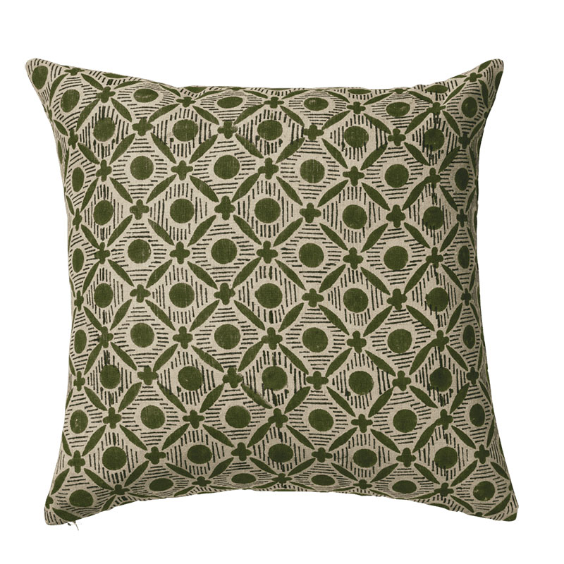 Cushion Cover, Nostell, Diamonds, Seaweed Green-0