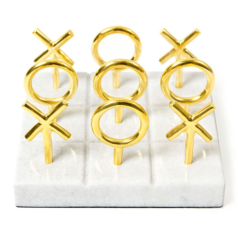 Tic Tac Toe Set, 17 x 17cm, Brass-1