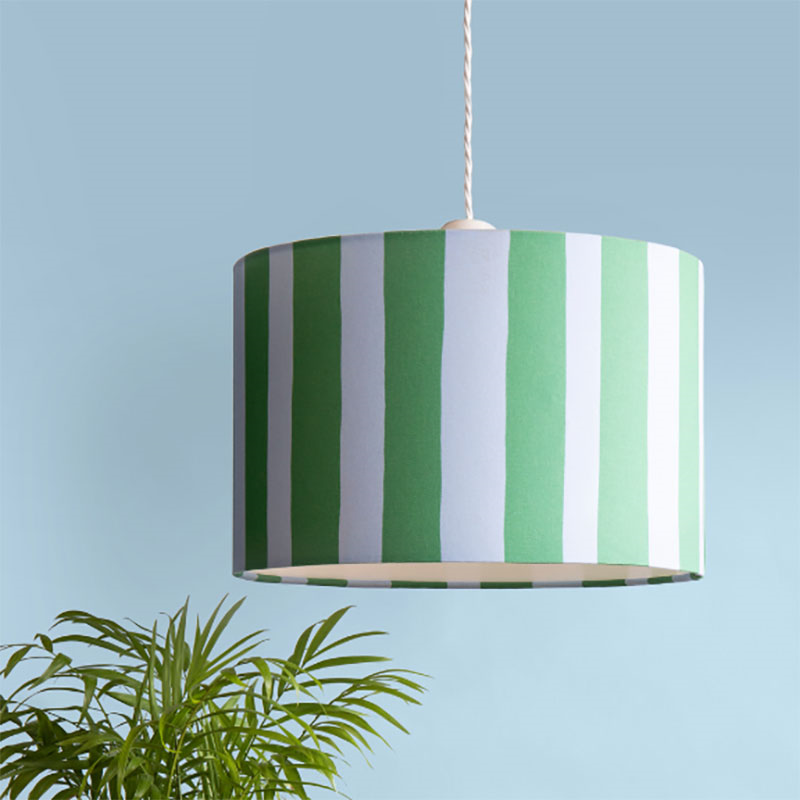 Stripe Drum Shade, 35cm, Blue & Green-3