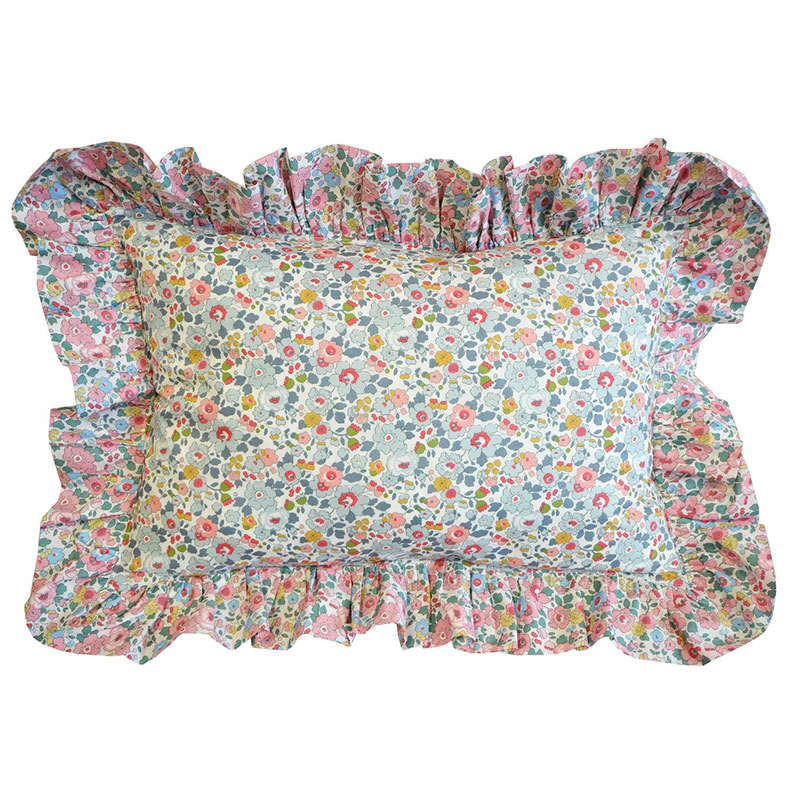 Betsy Candyfloss Ruffle Oblong Cushion, 38 x 53cm, Grey-0