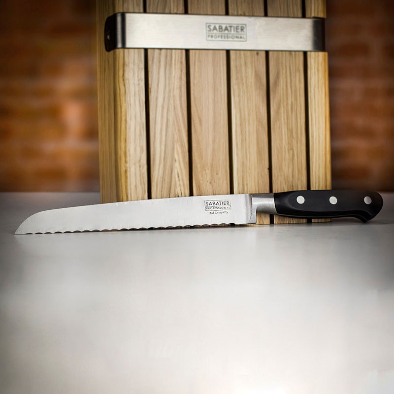 Knife Block, Oak with 5 Sabatier Knives-5