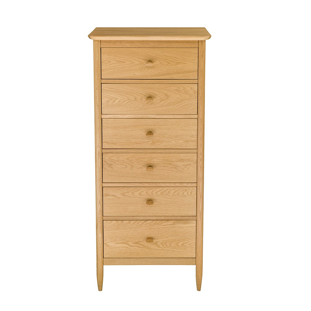 Teramo 6 drawer tall chest, H140 x W64 x D47cm, Natural-0