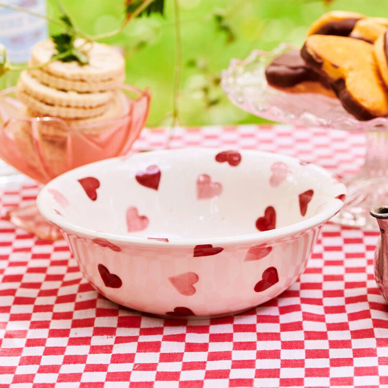 Pink Hearts Cereal Bowl, D16.5cm, Cream-0