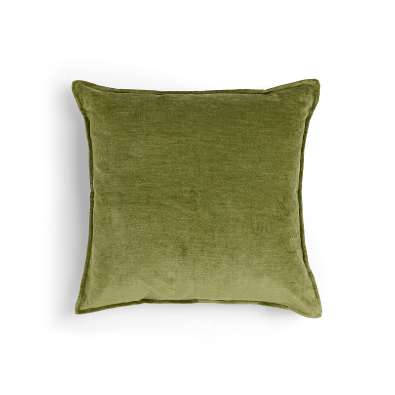 Verity Linen Velvet Square Cushion, 55 x 55cm, Moss-1