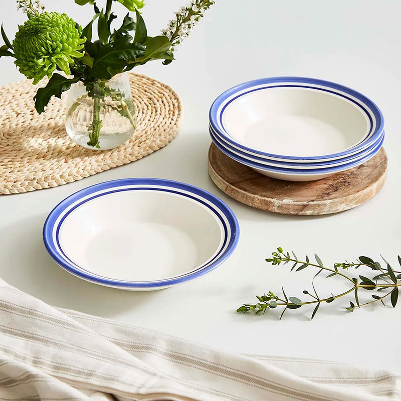 Potter's Stripe Set of 4 Soup Plates, D21cm, Blue-0