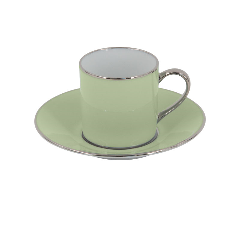 Sous Le Soleil Empire Coffee Cup & Saucer, 90ml, Matt Gold Classic Pastel Green-0