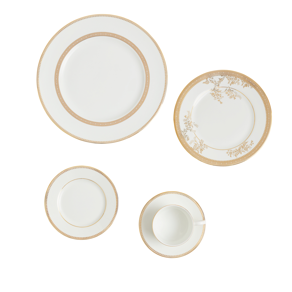 Lace 10 Piece Dinnerware Set, Gold-2