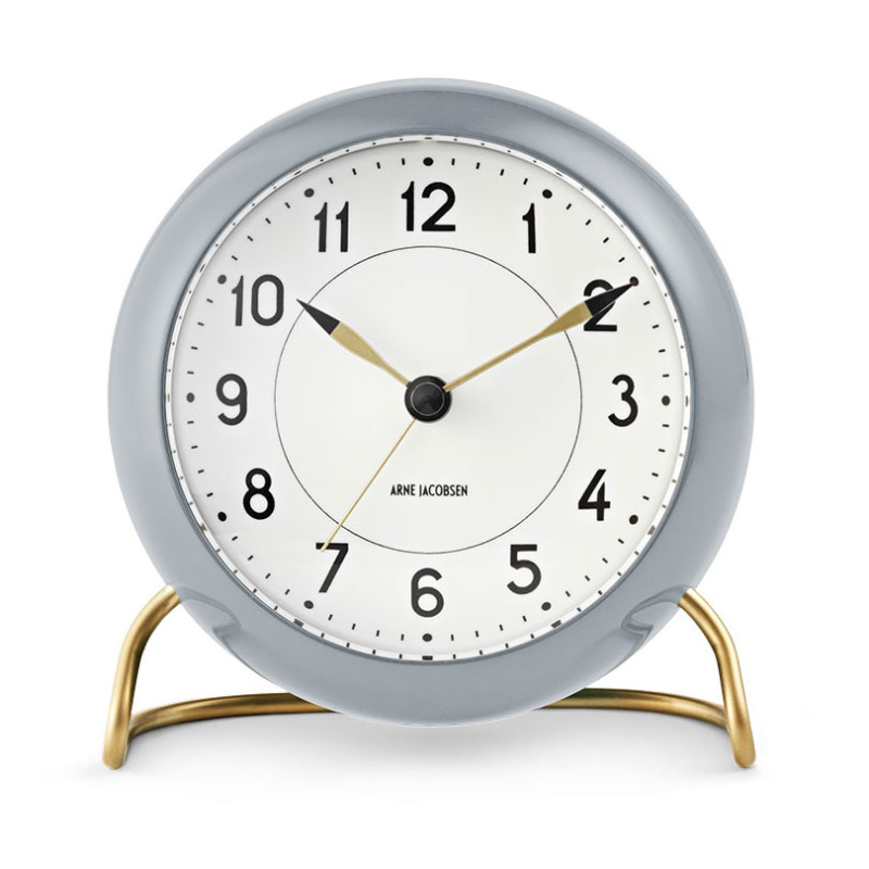 Station Table Clock, D11cm, Grey/White-0