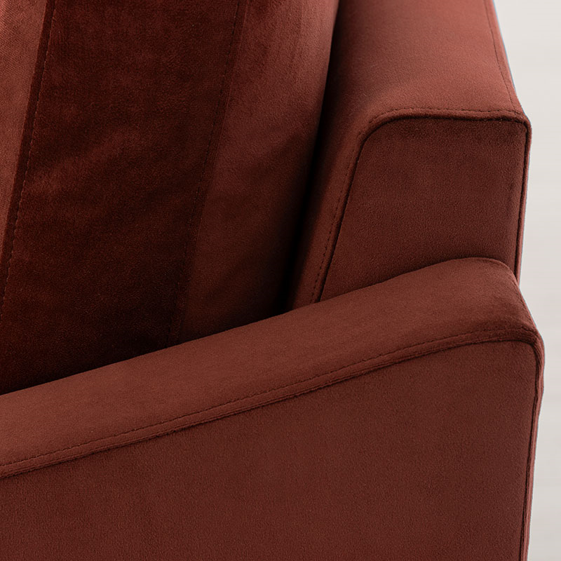 Model 07 Velvet Armchair, Brick-5