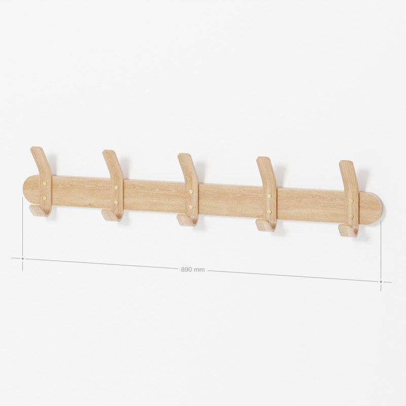 Left Hook 5 Hooks Rail, Oak-2