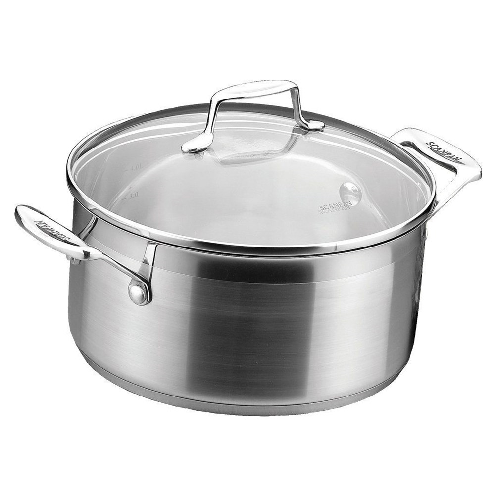 Impact Dutch oven with lid, 3.2 litre - D20cm, Stainless Steel And Glass-0