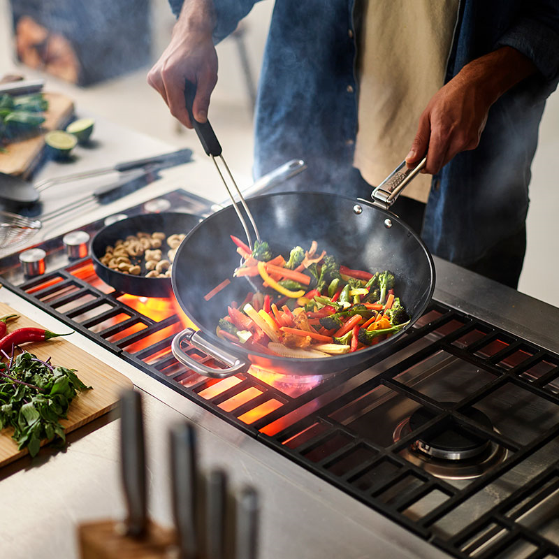 Space Folding Ceramic Non-Stick Wok, 32cm, Midnight Blue-0