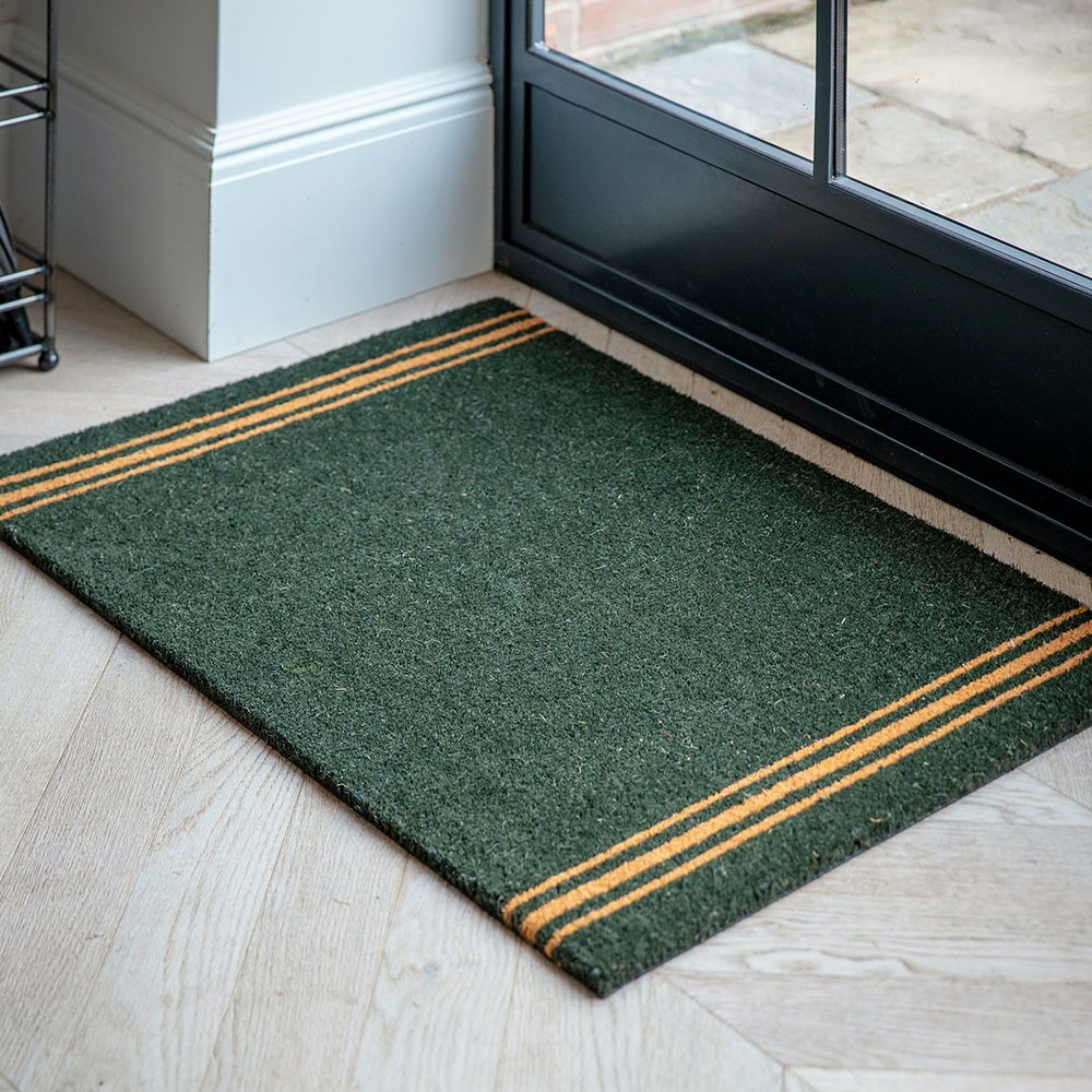 Doormat, Triple Stripe, Forest Green, Large-0