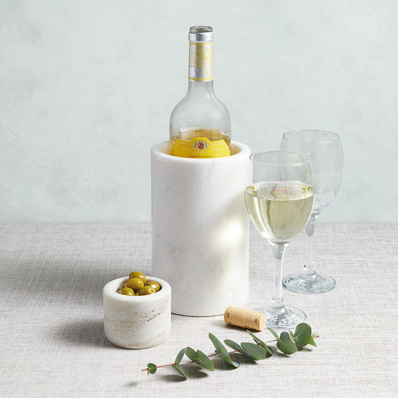 Marble Wine Cooler, H19, White-4