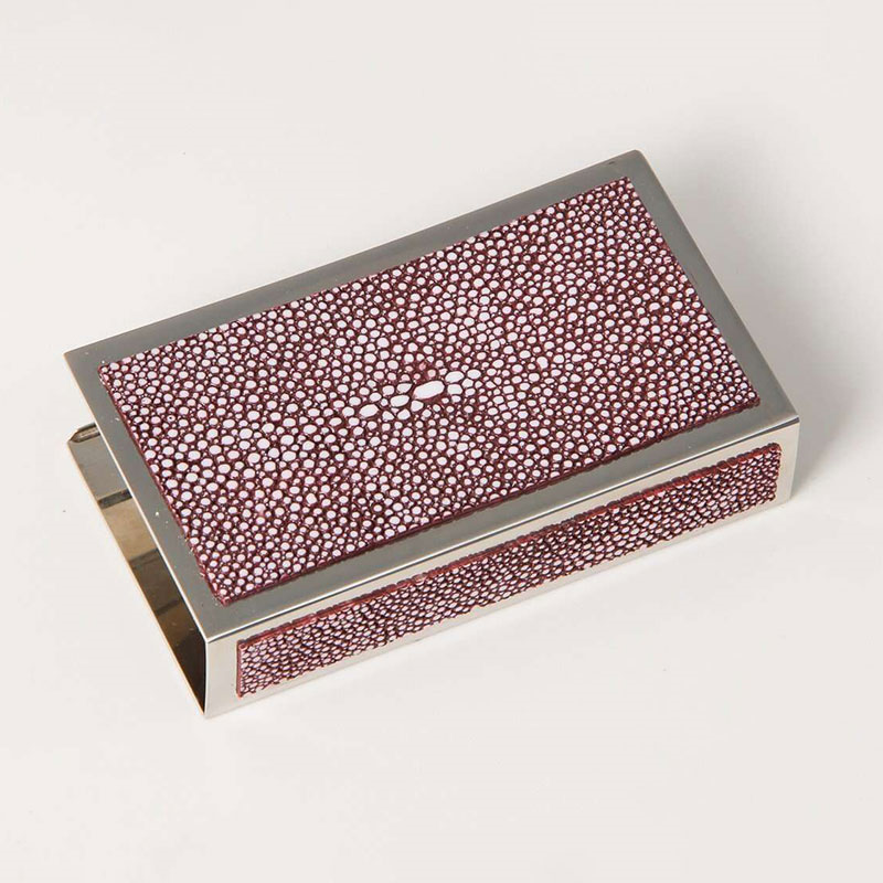 Large Match Box Holder, 13 x 7cm, Mulberry Shagreen-1