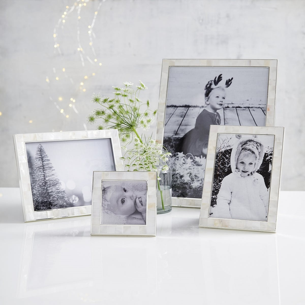 Mother of Pearl Photograph frame, 5 x 7", White-1