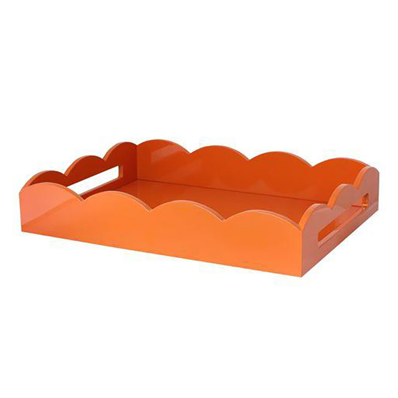 Lacquered Scallop Tray 43 x 33cm, Orange-1