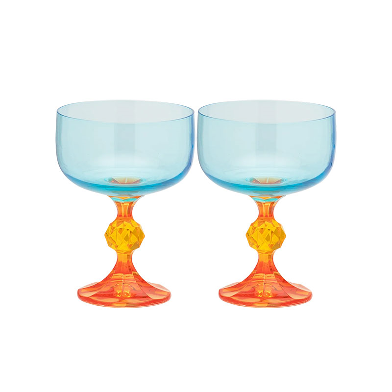 Paradise Set of 2 Cocktail Glasses, Blue & Orange-1