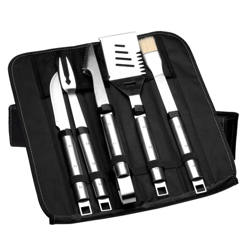 6 Piece BBQ Set in Folding Bag Cubo, Silver-0