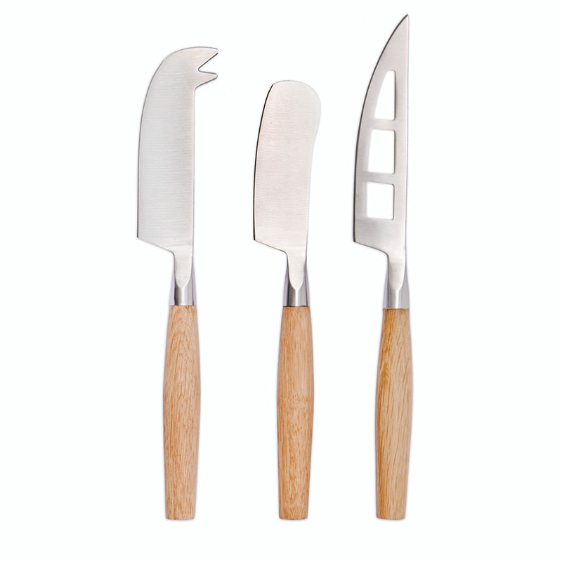 Set of 3 Cheese Knives, Oak-3