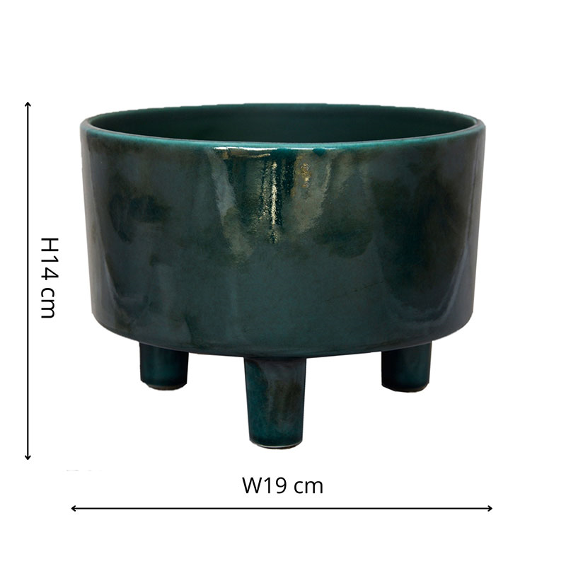 Pisa Bowl planter, H14 x W19 x D19cm, Emerald-7