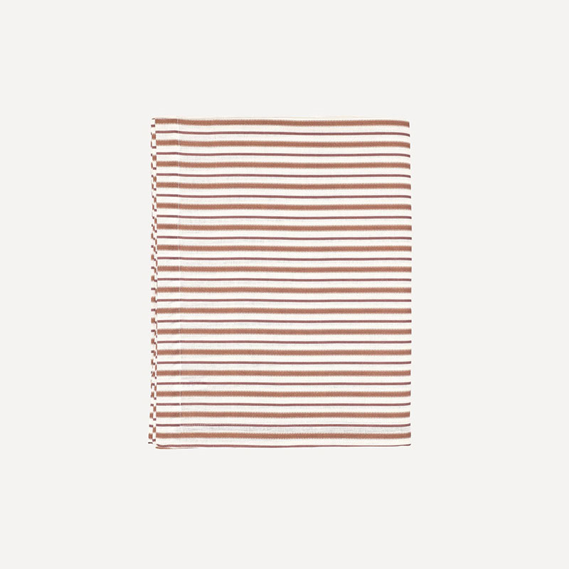 Victoria Striped Linen Tablecloth, 160 x 260cm, Dusty Rosewood-1