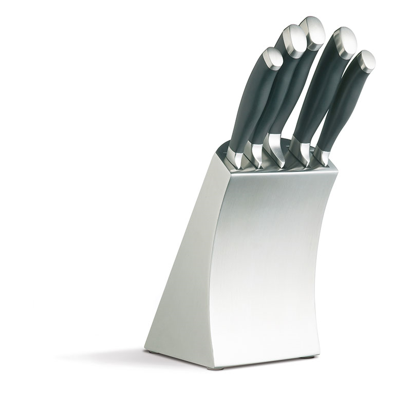 Knife block set, 5 piece, Stainless Steel Block-0