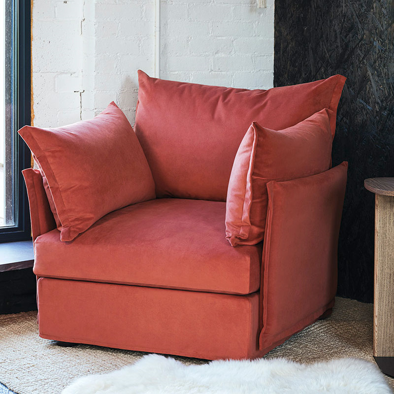 Model 06 Velvet Armchair, Brick-2