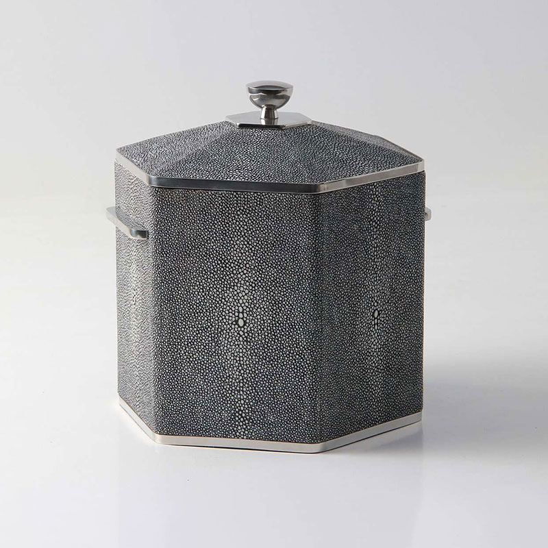 Ice Bucket, Charcoal Shagreen-4